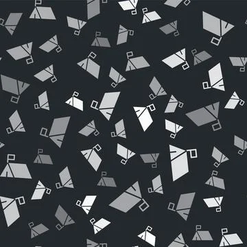 Grey Protest camp icon isolated seamless pattern on black background. Protest Stock Illustration