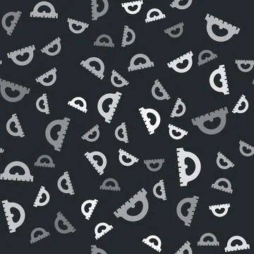 Grey Protractor grid for measuring degrees icon isolated seamless pattern on イラスト素材