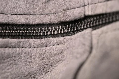 Grey Pure Leather Jacket with Black Zip  Creased Texture Macro Close-Up wit.. 스톡 사진