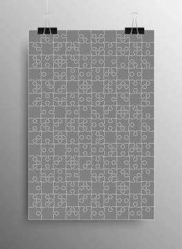 Grey Puzzle Pieces JigSaw Vector Background. Stock Illustration