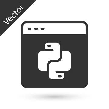 Grey Python programming language icon isolated on white background. Python Illustration