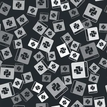 Grey Python programming language icon isolated seamless pattern on black Illustration