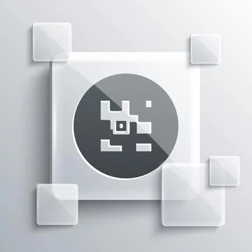 Grey QR code sample for smartphone scanning icon isolated on grey background. 스톡 일러스트