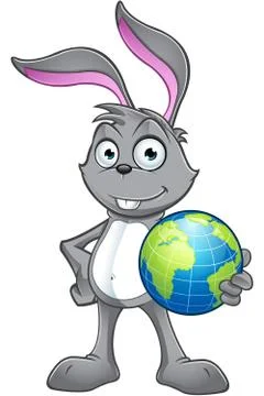 Grey Rabbit Character Stock Illustration