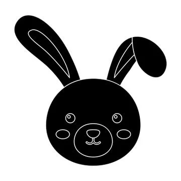 Grey rabbit with long ears. Easter single icon in black style vector symbol Stockillustratie