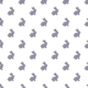 Grey rabbit pattern creating seamless animal background Stock Illustration