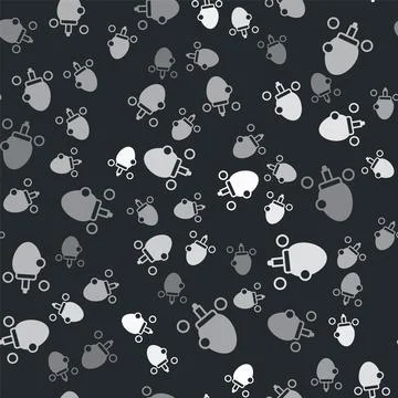 Grey Racket for playing table tennis icon isolated seamless pattern on black Stock Illustration