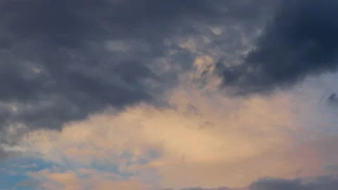 Grey rainy stormy clouds . Time lapse of dramatic moving dark clouds Stock Footage 204736761