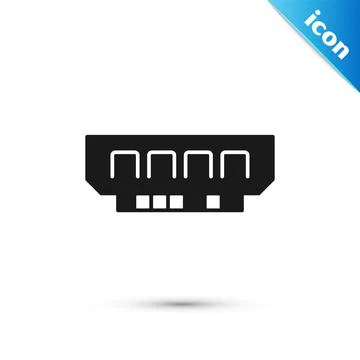 Grey RAM, random access memory icon isolated on white background. Vector Illustrazione stock