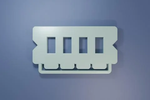 Grey RAM, random access memory icon isolated on purple-blue background. Min.. Stock Photos