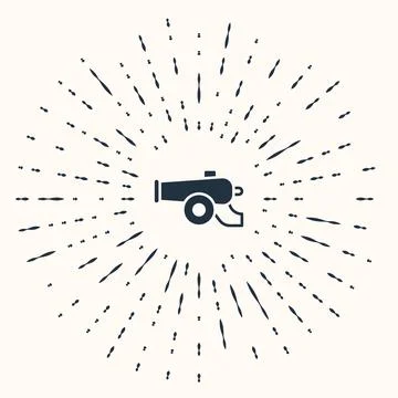 Grey Ramadan cannon icon isolated on beige background. Abstract circle random Stock Illustration