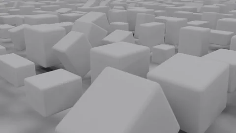 Grey random boxes abstract geometrical 3D backdrop - loop video Stock Footage 222136897