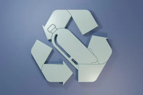 Grey Recycling plastic bottle icon isolated on purple-blue background. Mini.. Stock Illustration