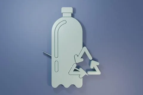 Grey Recycling plastic bottle icon isolated on purple-blue background. Mini.. Stock Illustration
