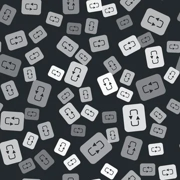Grey Repeat button icon isolated seamless pattern on black background. Vector Stock Illustration