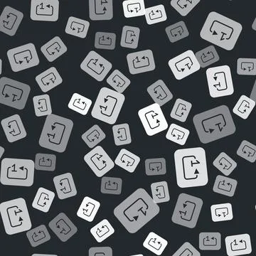 Grey Repeat track music player icon isolated seamless pattern on black Stock Illustration
