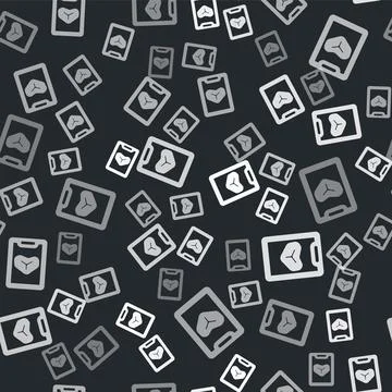 Grey Restaurant cafe menu icon isolated seamless pattern on black background 스톡 일러스트