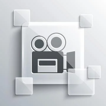 Grey Retro cinema camera icon isolated on grey background. Video camera. Movie Stock Illustration