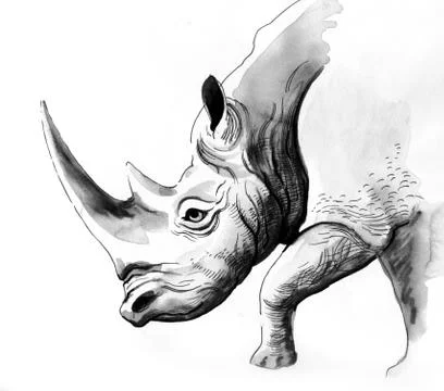 Grey rhino Stock Illustration