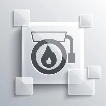Grey Ringing alarm bell icon isolated on grey background. Fire alarm system.. Stock Illustration
