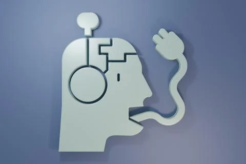 Grey Robot charging battery icon isolated on purple-blue background. Artifi.. Stock Illustration