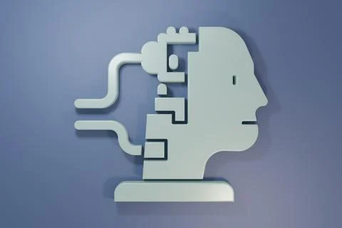 Grey Robot connected for maintenance icon isolated on purple-blue backgroun.. Stock Photos