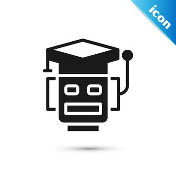 Grey Robot icon isolated on white background. Artificial intelligence, machine Stock Illustration