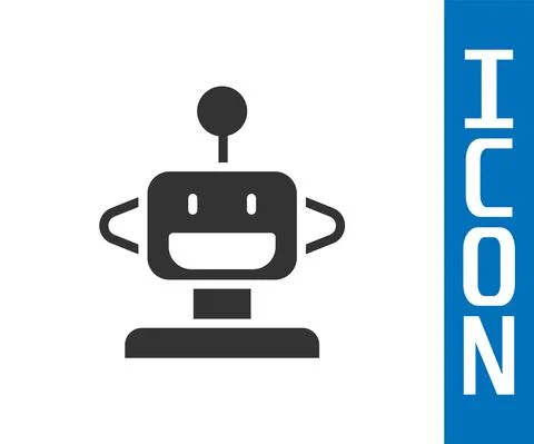 Grey Robot toy icon isolated on white background. Vector Stock Illustration