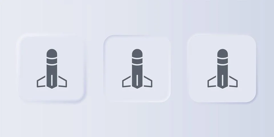 Grey Rocket icon isolated on grey background. Set icons in square buttons. .. イラスト素材