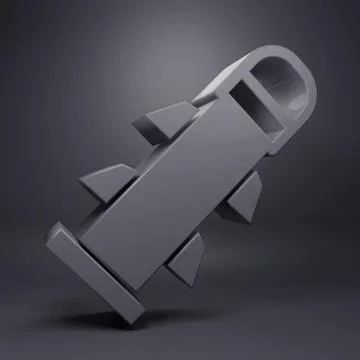 Grey Rocket icon isolated on grey background. Minimalism concept. 3D render.. Illustrazione stock