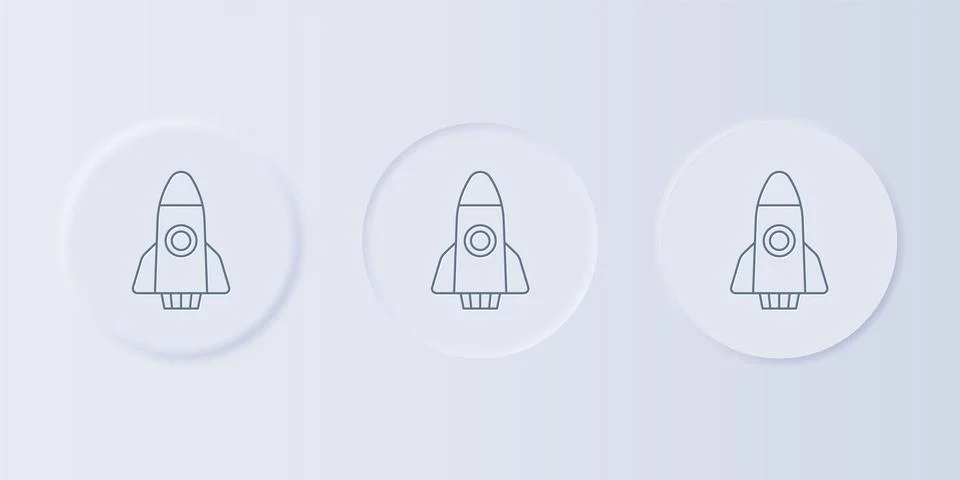 Grey Rocket ship icon isolated on grey background. Space travel. Set icons .. Ilustración de archivo