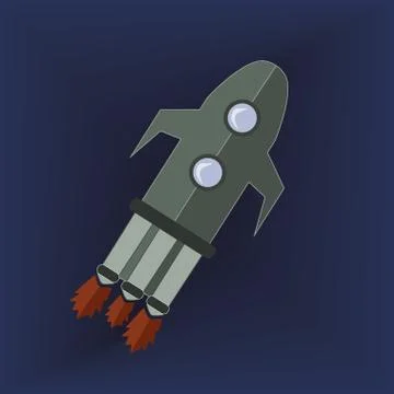 Grey Rocket in Space Icon Stock Illustration