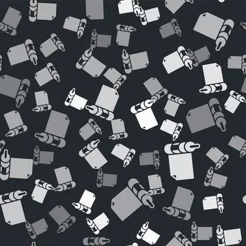Grey Roll of paper icon isolated seamless pattern on black background. Vector Stock Illustration