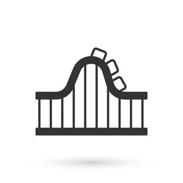 Grey Roller coaster icon isolated on white background. Amusement park. Chil.. Stock Illustration