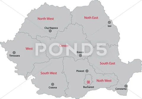 Grey Romania map Stock Illustration
