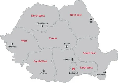 Grey Romania map Stock Illustration