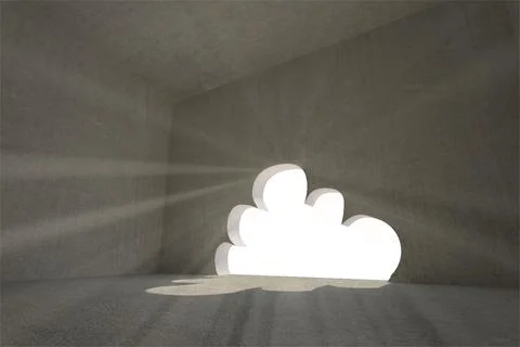 Grey room with cloud door 스톡 일러스트