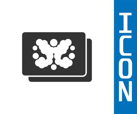 Grey Rorschach test icon isolated on white background. Psycho diagnostic inkblot Illustrazione stock