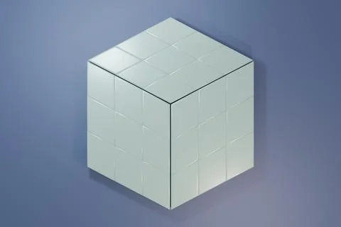 Grey Rubik cube icon isolated on purple-blue background. Mechanical puzzle .. 库存插图