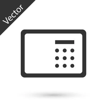Grey Safe icon isolated on white background. The door safe a bank vault with a Stock-Illustration