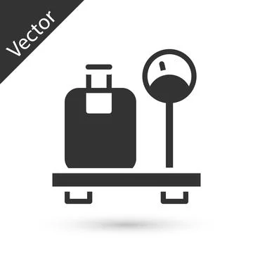 Grey Scale with suitcase icon isolated on white background. Logistic and Illustration