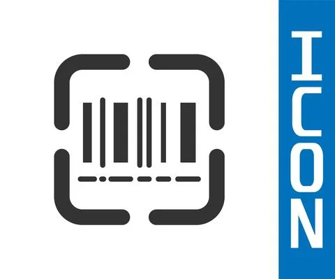 Grey Scanner scanning bar code icon isolated on white background. Barcode label Stock-Illustration