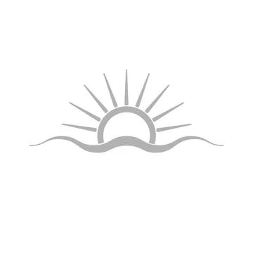 Grey schematic logo. Sun and sea wave Grey schematic logo. Sun and sea wav... 写真素材