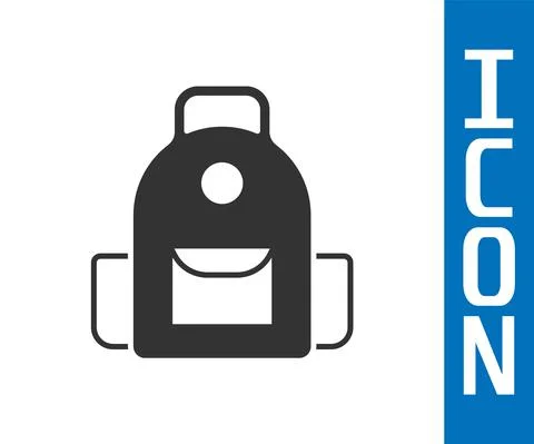 Grey School backpack icon isolated on white background. Vector イラスト素材
