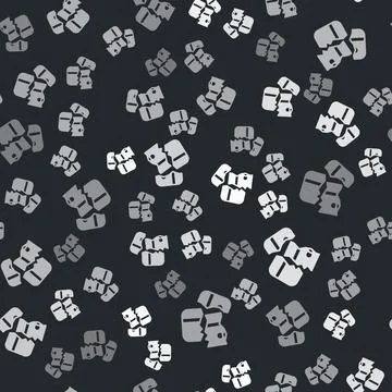 Grey Scissors cutting a credit card icon isolated seamless pattern on black Illustrazione stock