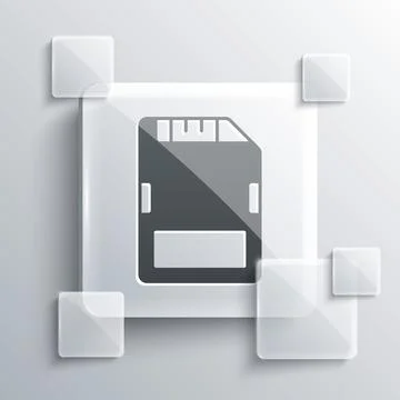 Grey SD card icon isolated on grey background. Memory card. Adapter icon. S.. Stock Illustration