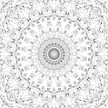 Grey seamless abstract curved triangle mosaic tile mandala pattern Stock Illustration