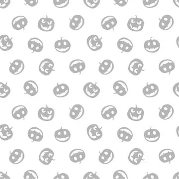 Grey seamless pattern of haloween pumpkins. Black and white. Vector illustration Stock Illustration
