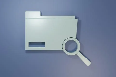 Grey Search concept with folder icon isolated on purple-blue background. Ma.. Stock-Illustration