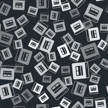 Grey Search engine icon isolated seamless pattern on black background. Vector 스톡 일러스트